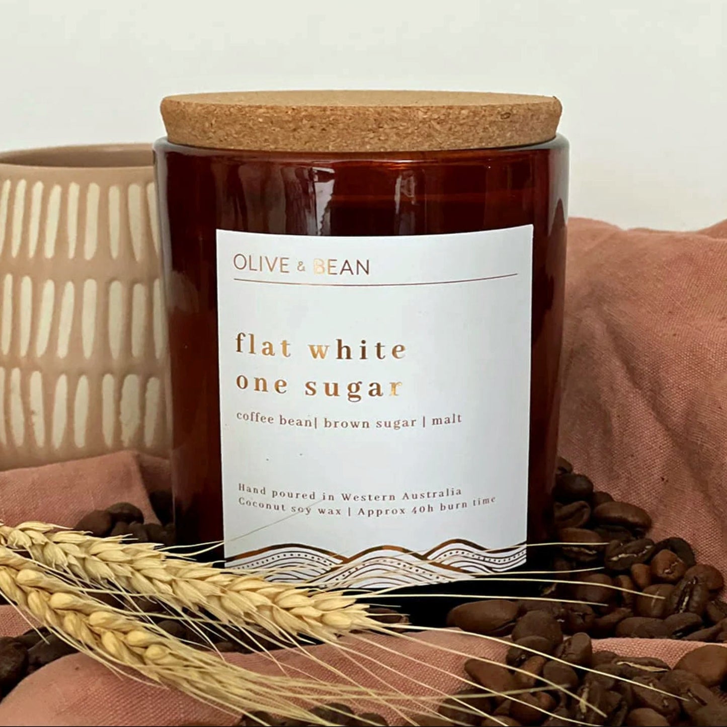 Olive & Bean Flat White One Sugar Candle 160g - Candle - Floratique Florals